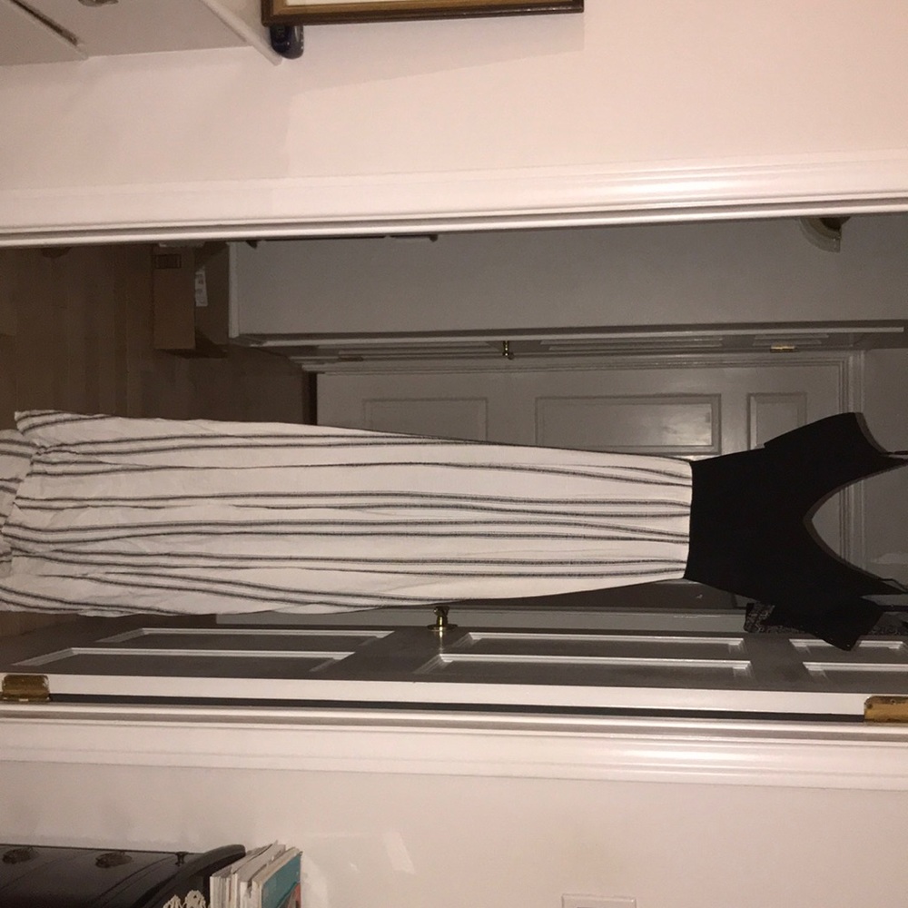 Long striped black and white maxi dress